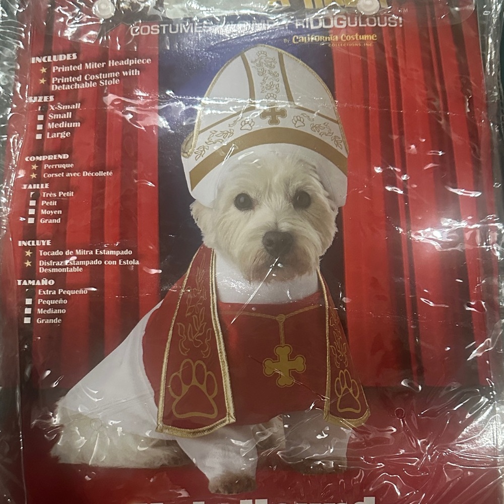 Dog Pope Outfit - Red and White